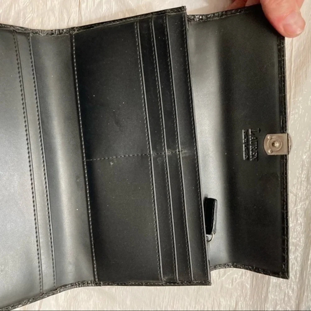 Lauren Ralph Lauren black embossed leather vintage wallet